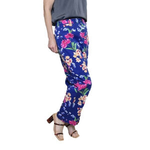 Y2K Pant Mid rise straight leg Floral Blues, pinks and green Size 16 LAND'S END